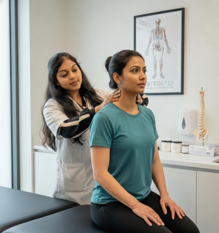 physiotherapist treating patient at home osteopath performing manual therapy physiotherapy session for back pain home physiotherapy treatment Mumbai Pune professional physiotherapist helping patient recover doctor giving physiotherapy exercises osteopathy treatment for neck and shoulder pain physiotherapy care with gentle hands personalized physiotherapy session at home physiotherapist assisting elderly patient manual therapy for muscle pain relief osteostep physiotherapy and osteopathy home service physiotherapist improving patient mobility home visit physiotherapist providing treatment physiotherapy for joint and spine care